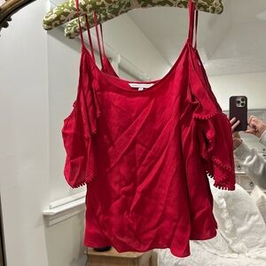 Rebecca Minkoff red cold shoulder tank